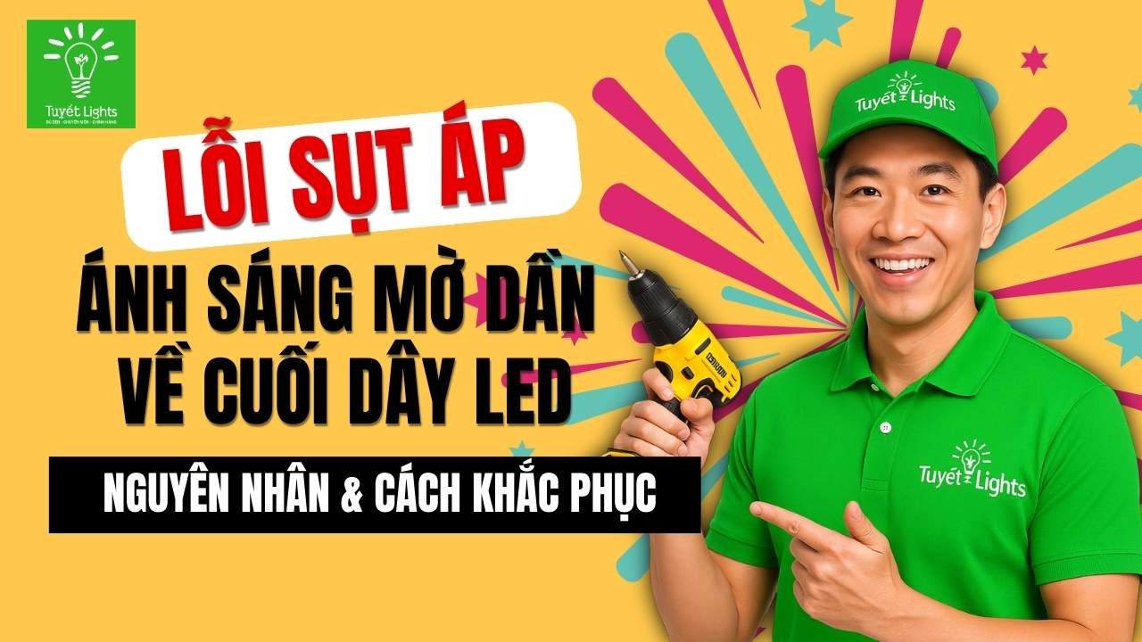 ⚠️ Lỗi sụt áp – Ánh sáng mờ dần về cuối dây LED Nguyên nhân và cách khắc phục